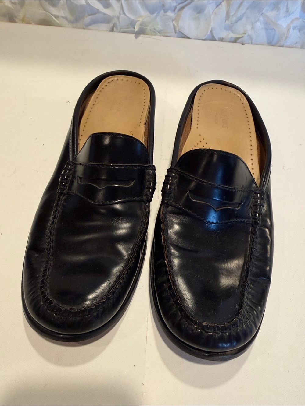 Women’s Black Leather Slip-On Mule Loafers